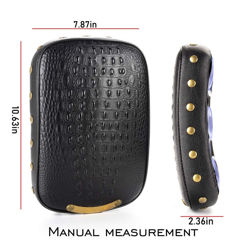 LKV 10.63â€³ Motorcycle Pessenger Seat, Rear Leather Pillion Pad with 8 Suction Cup Motorcycle Pillion Seat Cushion for Harley Dyna Sportster Chopper - Image 3